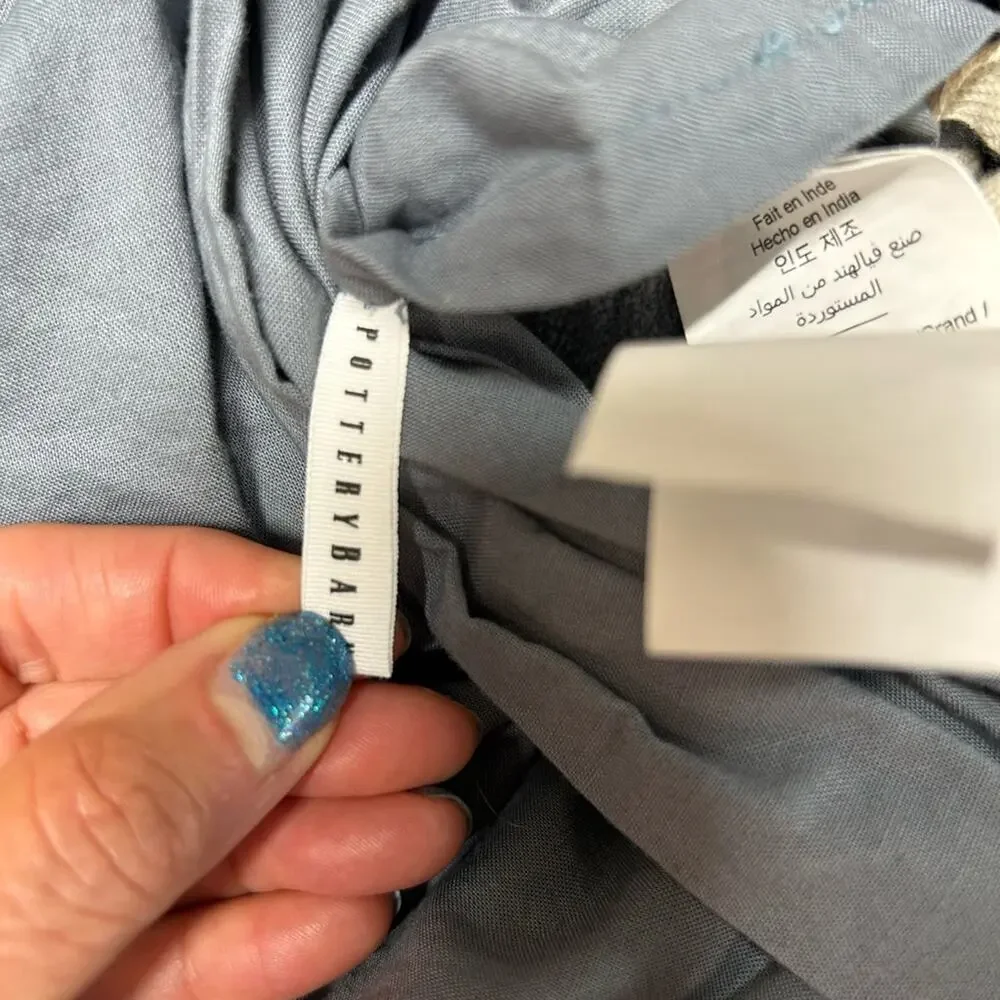 Pottery Barn Cozy Cloud Duvet Cover Steel Blue Bedding Full / Queen Buttons NEW